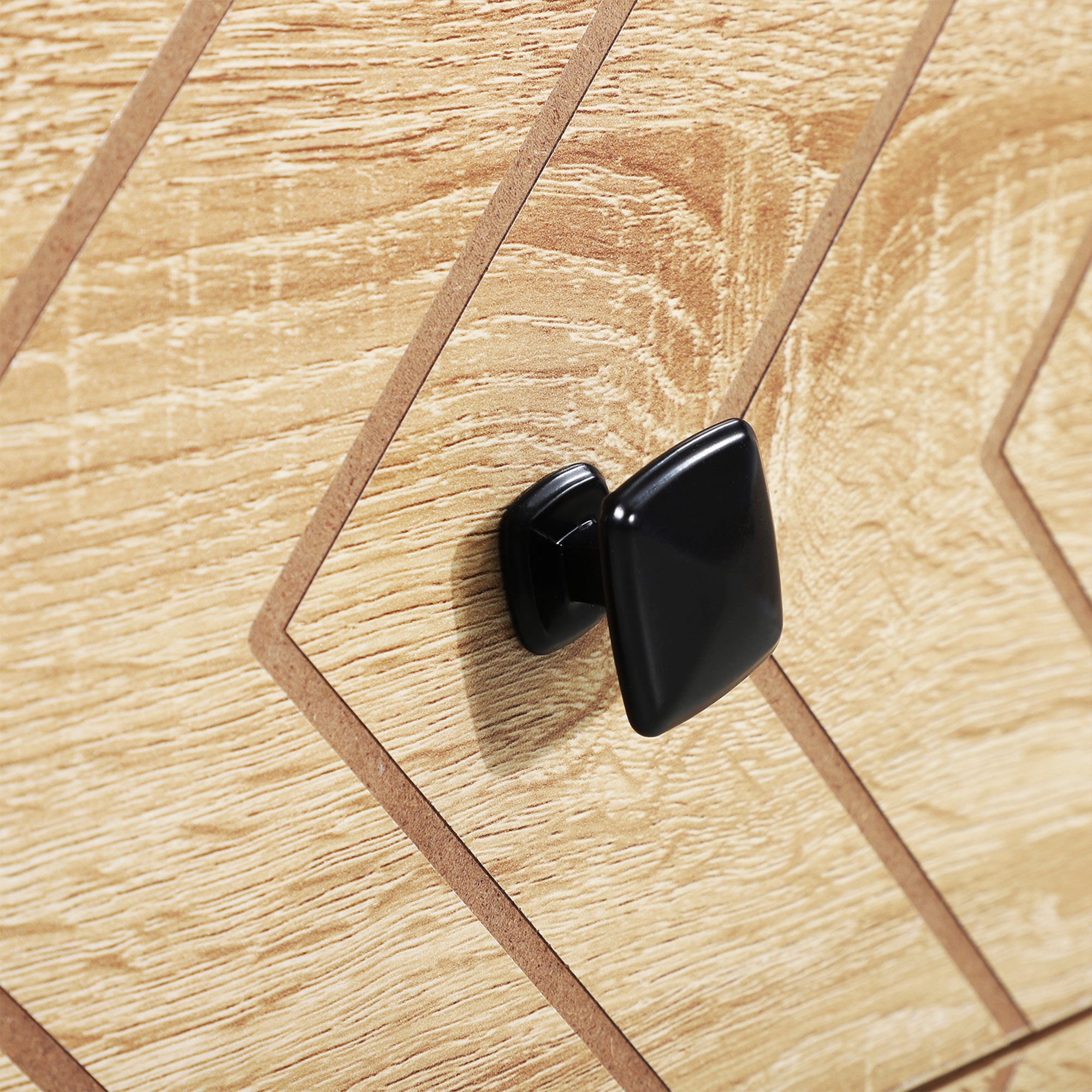 Bedroom Chest of Drawers, 6 Drawer Dresser, Sideboard Cabinet with Zigzag Design and Metal Base, Storage Drawer Unit, 120x71cm, Natural