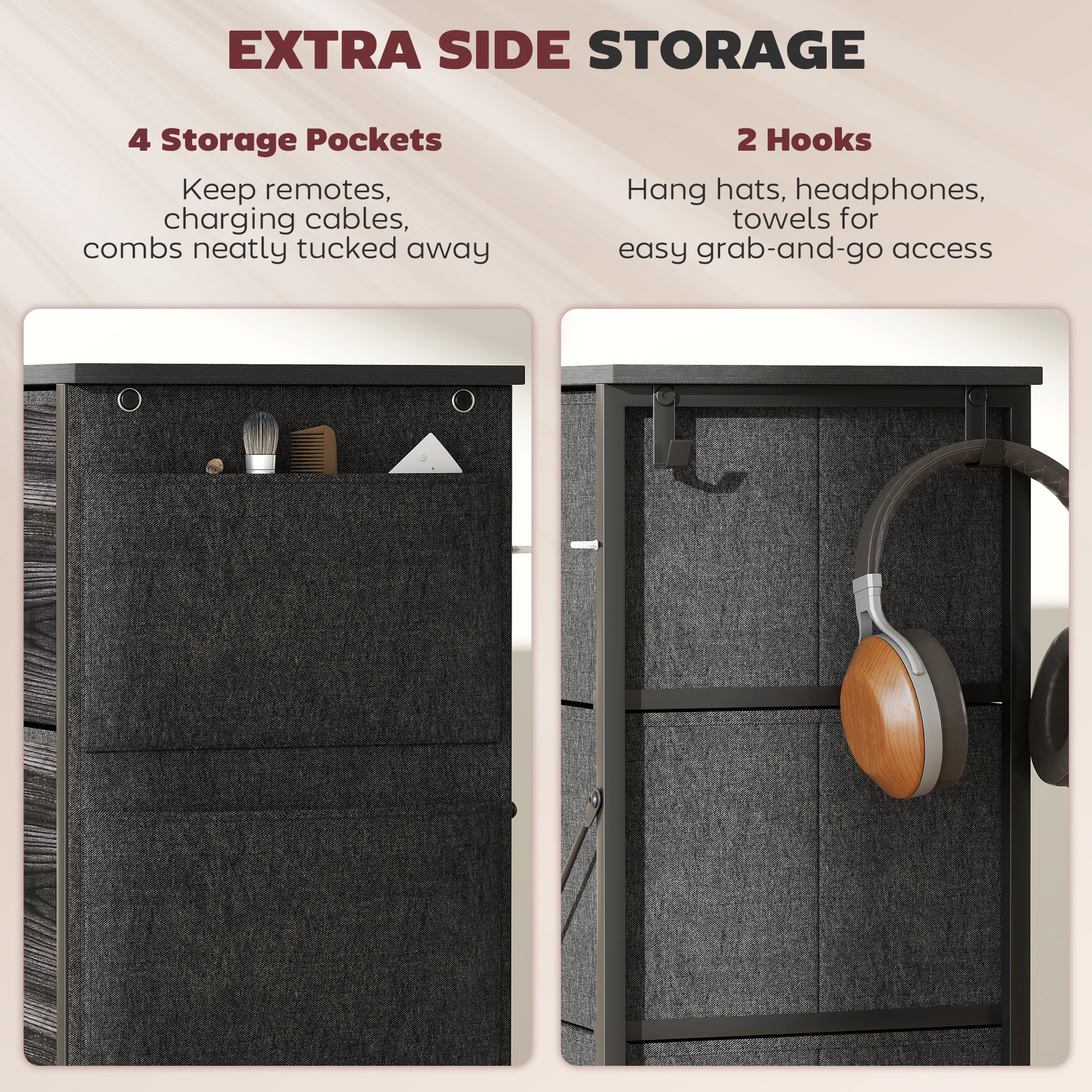 Chest of Four Fabric Drawers - Black