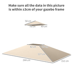 Fynco - Grill Gazebo Replacement Canopy Roof for 1.5 x 2.4m Frame, UPF50+ Protection, Double Tiered 5' x 8' Outdoor BBQ Gazebo Cover Replacement, TOP COVER ONLY, Beige