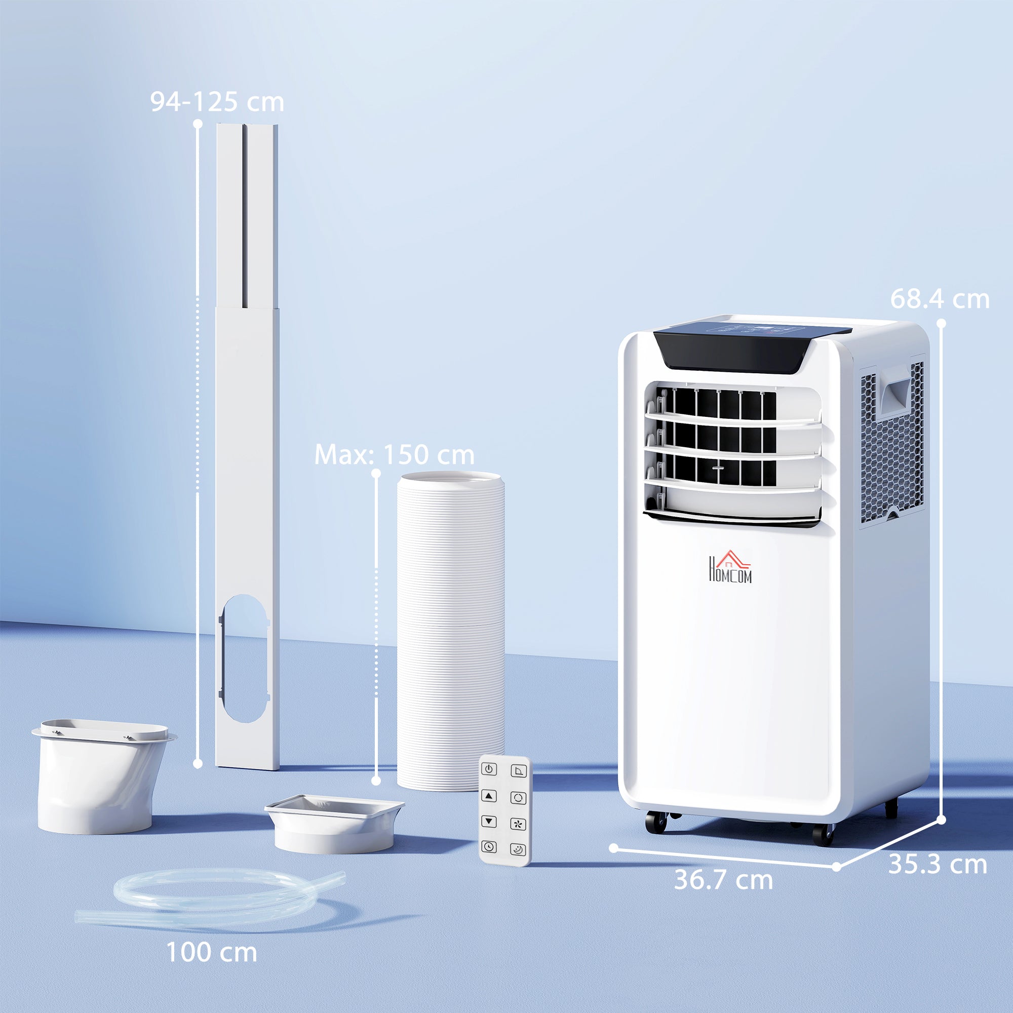 10000 BTU Air Conditioning Unit, 3-in-1 Portable Air Conditioner, Dehumidifier, Cooling Fan with Remote Control, LED Display, 2 Speeds, 24H Timer, Window Venting Kit, 30m²