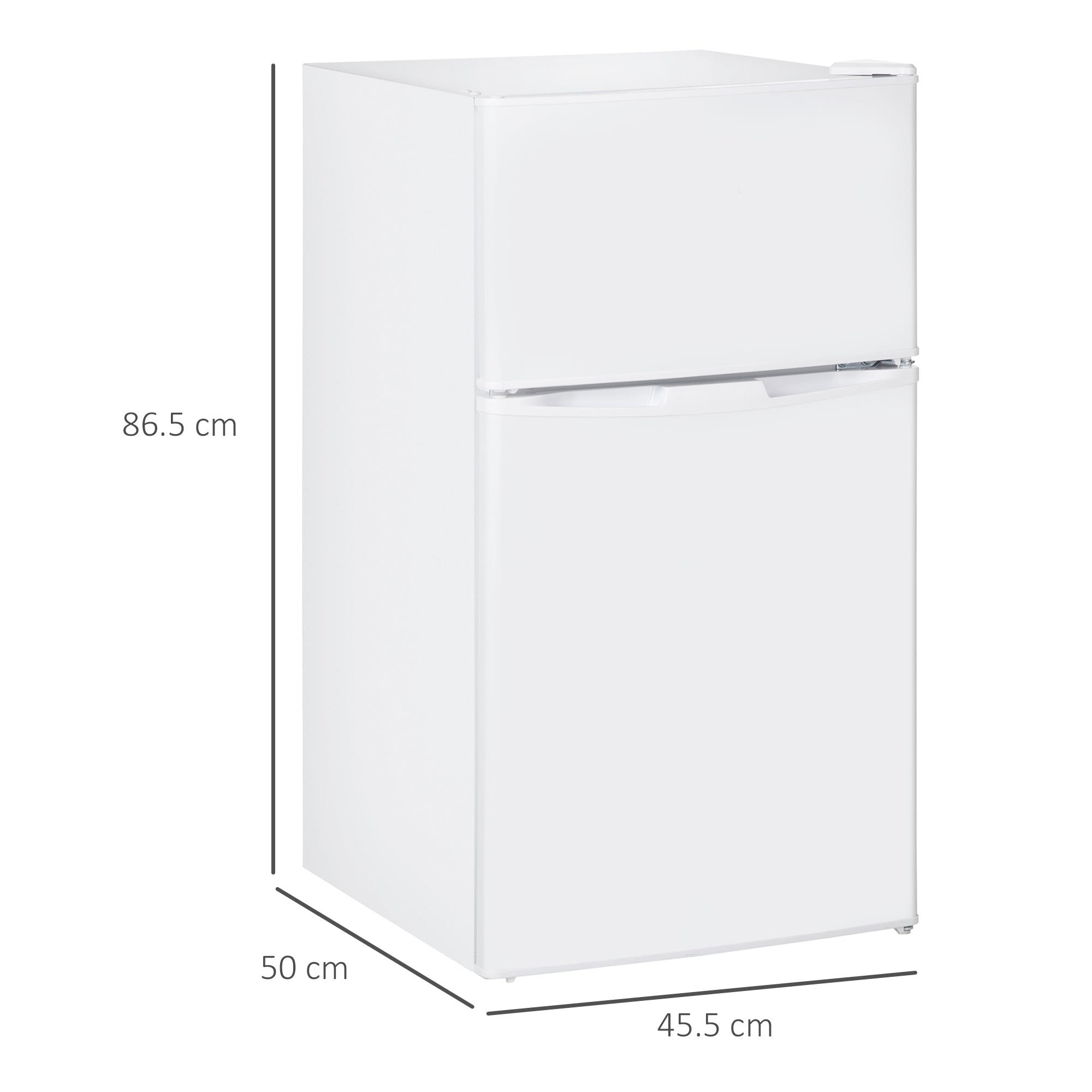 Fynco - 88L Under Counter Fridge Freezer, Small Refrigerator with 5-Setting, 3 Star Freezer Rating, White