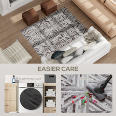 Fynco - Modern Area Rug, Triangle Pattern Non-Slip Washable Rug, Chenille Floor Carpet for Living Room, Bedroom, Dining Room, Home Office, 170 x 120 cm, Brown