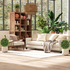 Fynco - Set of 2 40 cm Artificial Boxwood Topiary Ball Bush with Integrated Ground Stake, Indoor Outdoor UV Resistant Faux Greenery, Faux Plants for Garden, Porch, Balcony