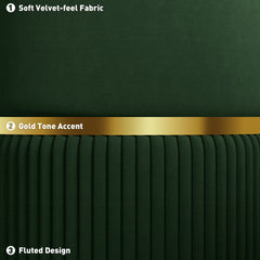 Velvet-Feel Storage Ottoman - Green