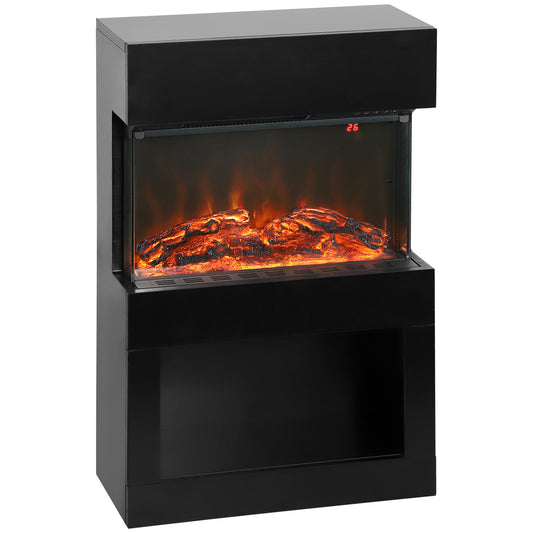 Fynco - Electric Fireplace with 3D Flame Effect, 6 Colours & 3 Brightness Levels, 1000W/2000W Black Electric Fire and Mantel Reach up to 30㎡ Space with Remote & Timer, 3 Sided View for Living Room