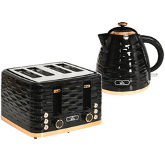 Four-Slice Rippled Toaster - Black