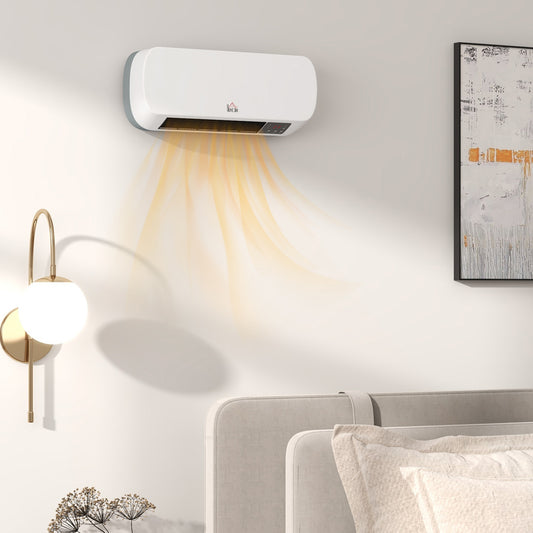 Fynco - 2000W Wall Mounted Ceramic Space Heater, 10-49°C Temperature, White