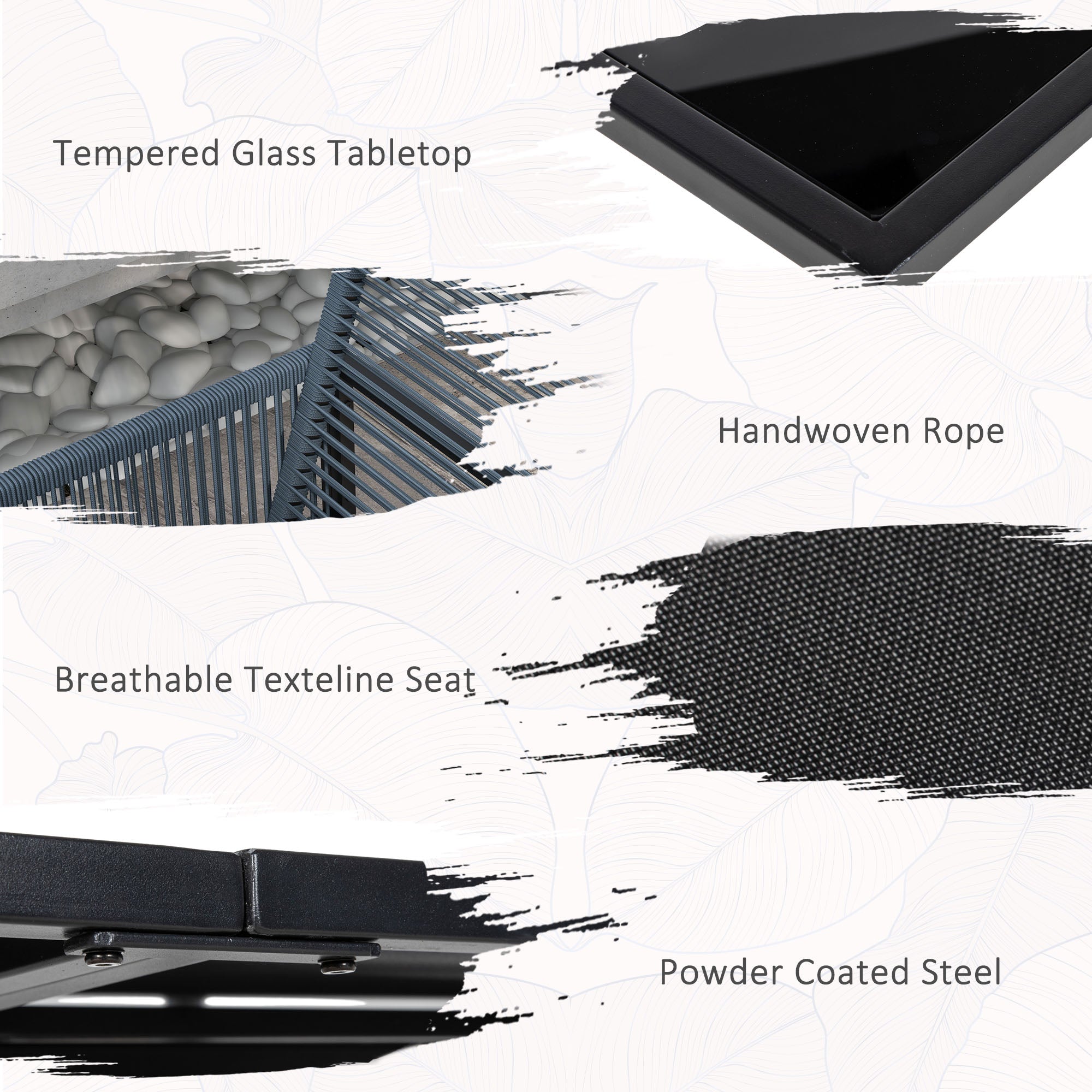 Five-Piece Metal Dining Set, with Folding Back Chairs, Dark Grey