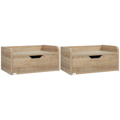 Floating Nightstand Set of 2 Wall Mounted Bedside Table with Storage Drawer for Bedroom, Natural
