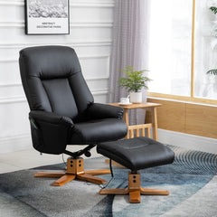 10-Point Massage Sofa Armchair Chair PU Leather W/ Footrest Stool Heat Recliner Black