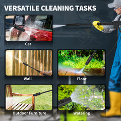 2200W High Pressure Washer, 170 Bar Pressure, 420 L/h Flow, Portable Electric Power Washer Jet Wash Cleaner with Adjustable Nozzle 6M Hose and Hose Reel for Home Patio Car Driveway