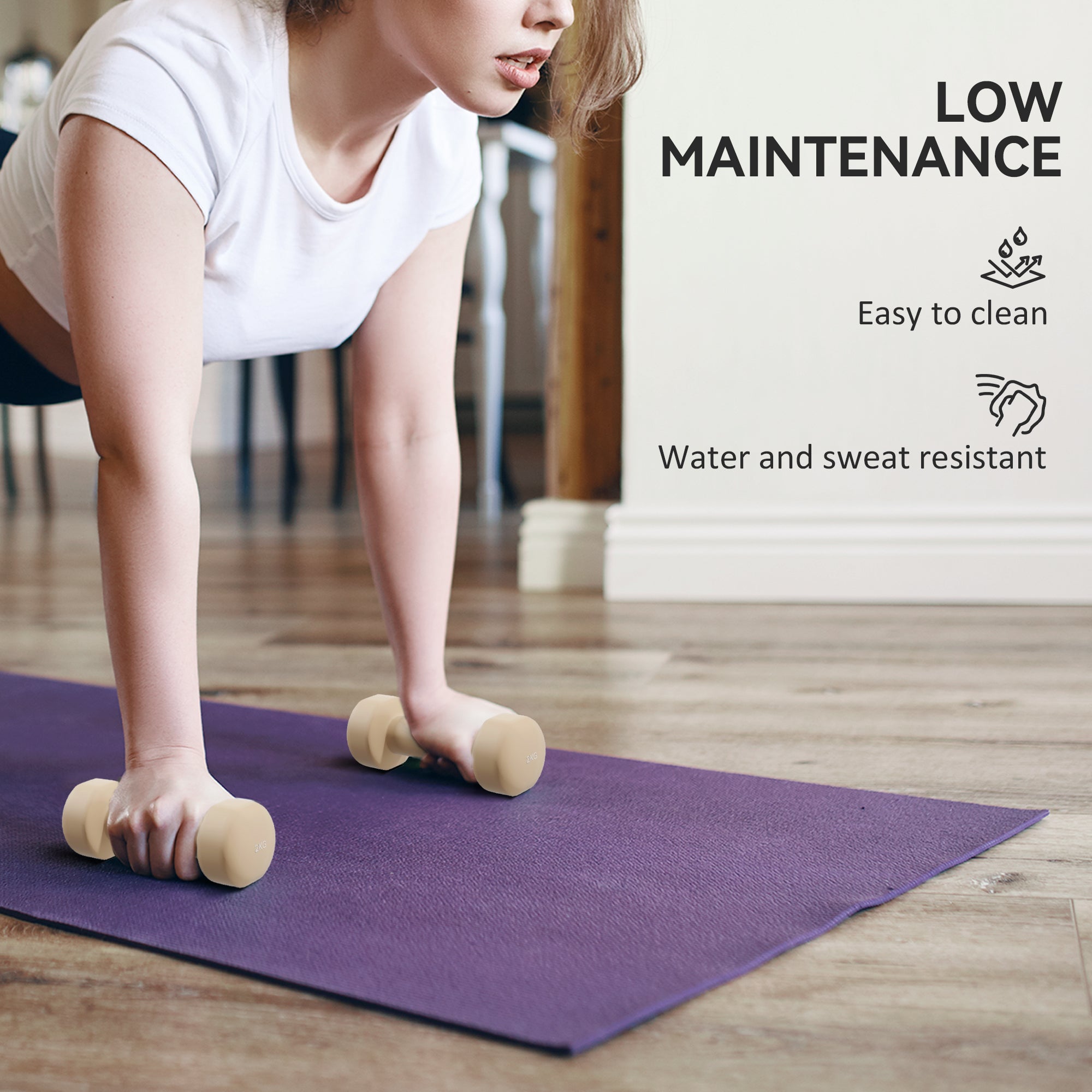 10KG Dumbbells Set with Carry Case, Hand Weights for Women and Men Home Gym Weight Lifting Training, Pink, Purple, Grey, Brown