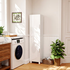 Fynco - Tall Bathroom Cabinet, Freestanding Bathroom Cabinet with Adjustable Shelves and Double Doors