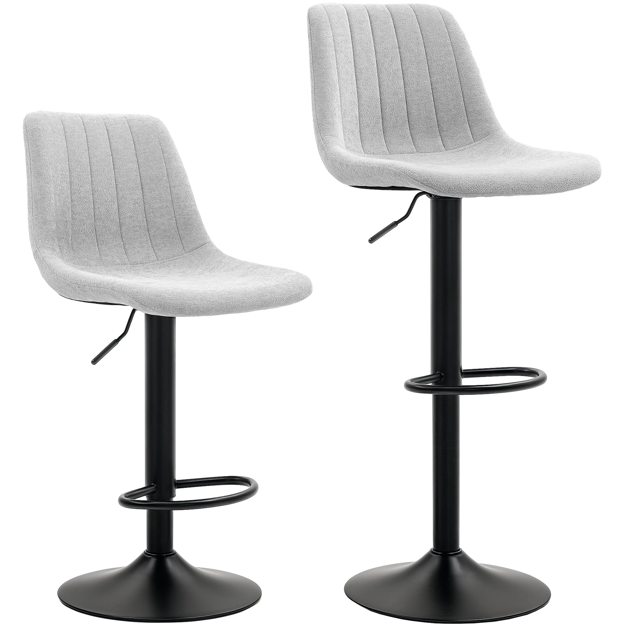 Set of Two Chenille-Feel Tub Bat Stools - Grey