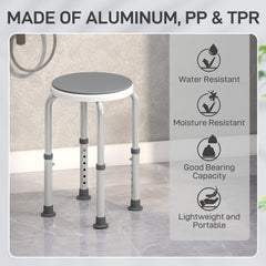 Fynco - 360° Swivel Shower Chair, Height Adjustable Aluminium Shower Stool with Non-Slip Feet for Disabled, Elderly, Grey