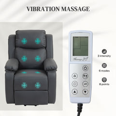 Fynco - Riser and Recliner Chair with Massage, Heat, Power Lift Recliner Chair for Elderly with Remote Control, Extended Footrest, Dual Side Pockets, Overstuffed Electric Reclining Armchair, Dark Grey