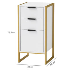 Bedroom Chest of Drawers, Industrial 3-Drawer Dresser, Storage Drawers Unit with Metal Frame for Living Room, White