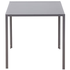 Modern Square Dining Table for 2-4 People, with Glass Top & Metal Legs for Dining Room, Living Room, Grey