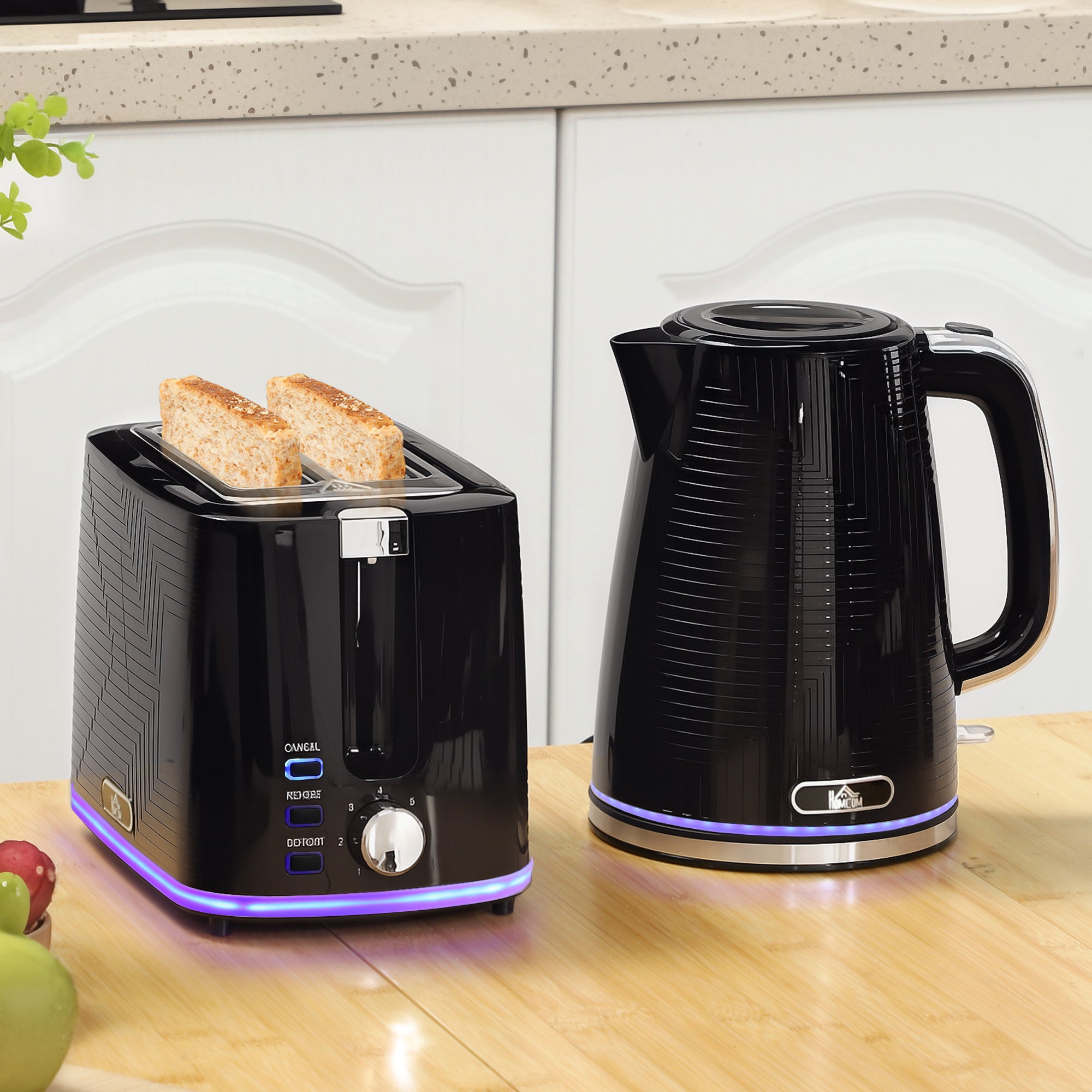 Fynco - Modern Kettle and Toaster Set - Black