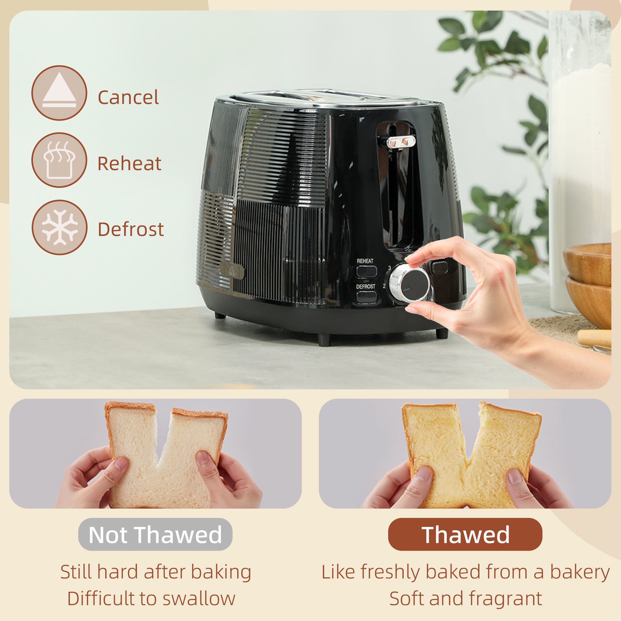 Kettle and Toaster Set, 1.7L 3000W Fast Boil Kettle & 2 Slice Toaster Kitchen Set with 7 Level Browning Controls, Defrost, Reheat, Boil-dry Protection, Black