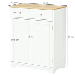 Kitchen Floor Cabinet Side Storage Cupboard Multi-use Sideboard Table with Solid Wood Top, Adjustable Shelf,Drawer for Dining Room, Living Room,Hallway
