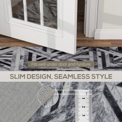 Fynco - Modern Area Rug, Triangle Pattern Non-Slip Washable Rug, Chenille Floor Carpet for Living Room, Bedroom, Dining Room, Home Office, 170 x 120 cm, Black