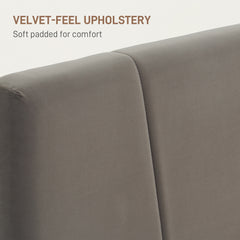 Double Bed Frame, with Velvet-Feel Headboard - Grey
