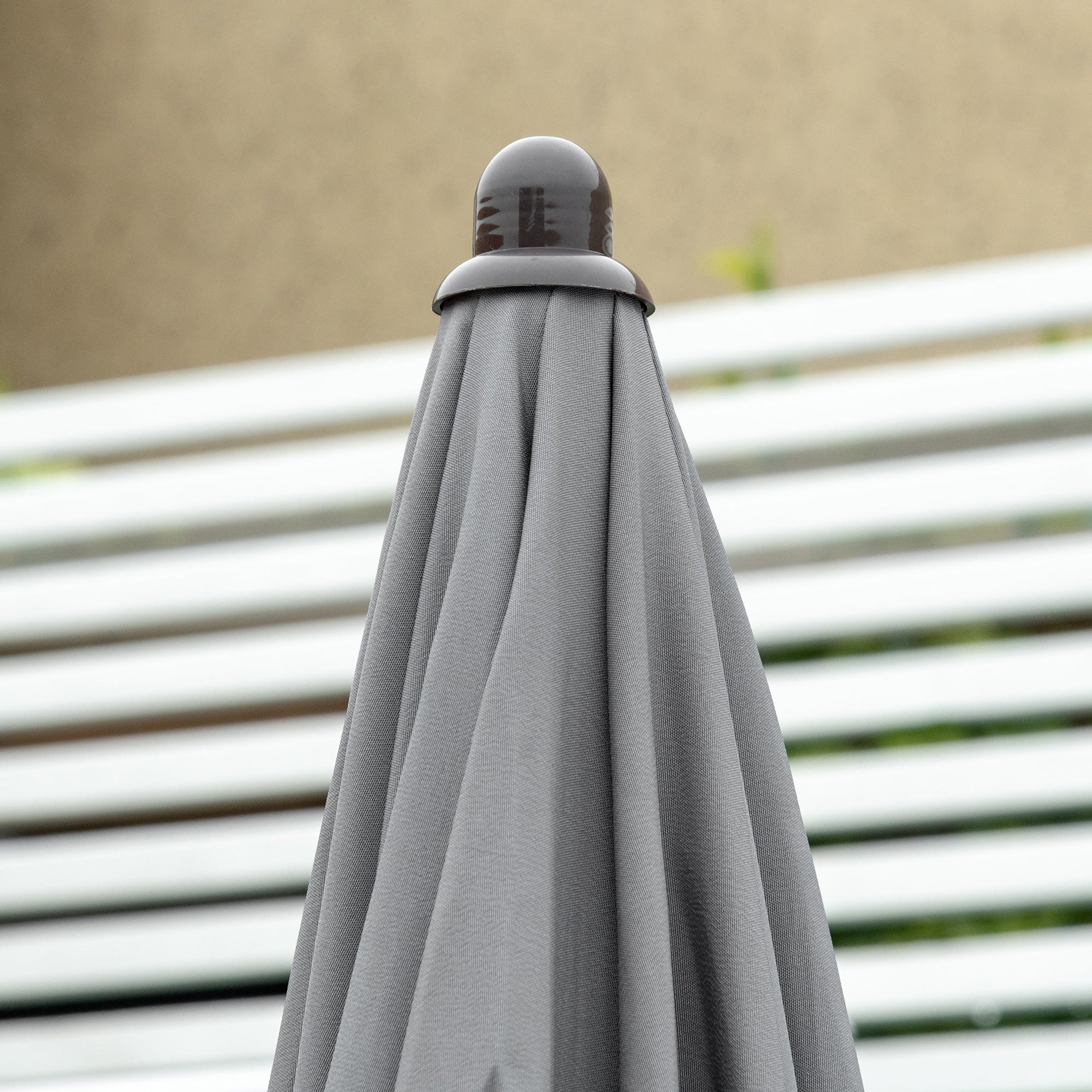 6 Piece Garden Dining Set with Umbrella, Outdoor Dining Sets with Parasol, 4 Folding Dining Chairs & Round Tempered Glass Table, Grey