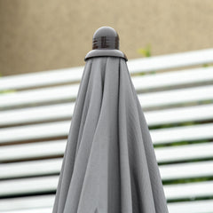 6 Piece Garden Dining Set with Umbrella, Outdoor Dining Sets with Parasol, 4 Folding Dining Chairs & Round Tempered Glass Table, Grey