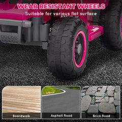 AIYAPLAY 6V Electric Quad Bike for Kids, Ride On ATV w/ Forward/Reverse, Headlights, for Ages 18-36 Months, Pink
