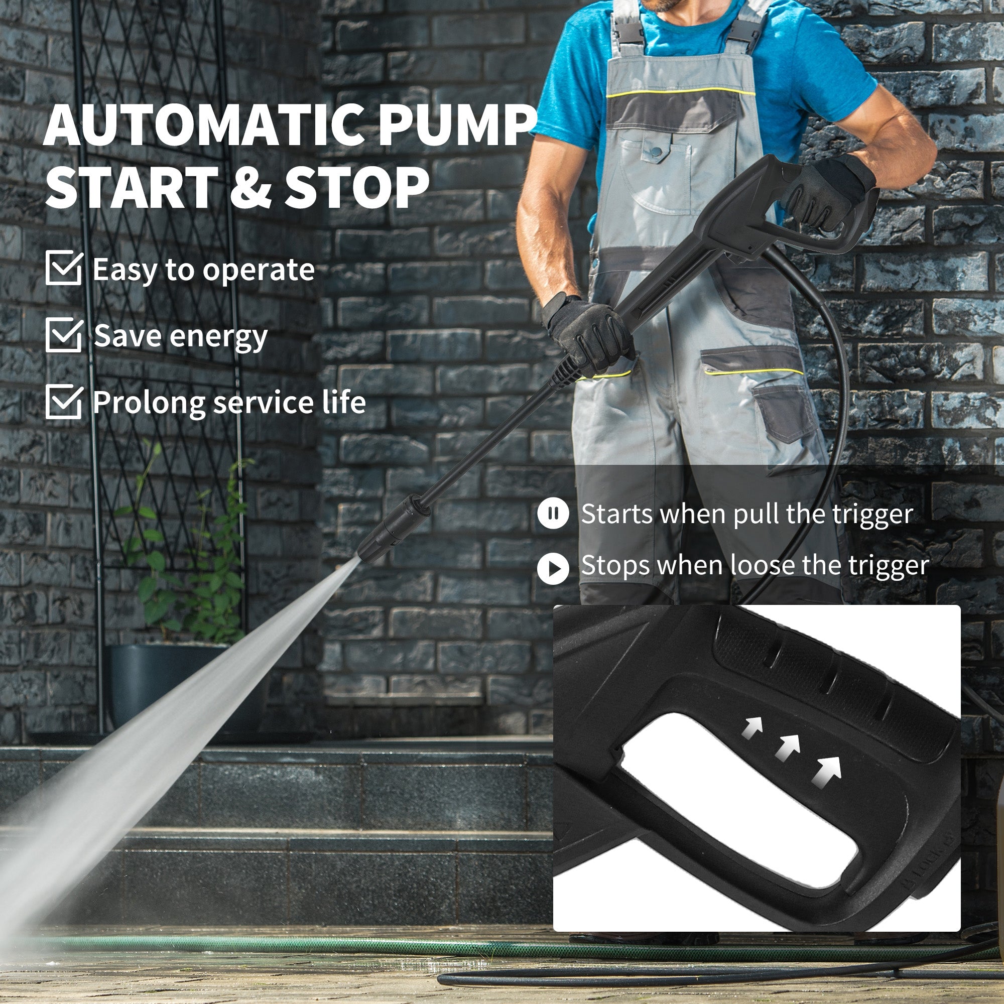 2200W High Pressure Washer, 170 Bar Pressure, 420 L/h Flow, Portable Electric Power Washer Jet Wash Cleaner with Adjustable Nozzle 6M Hose and Hose Reel for Home Patio Car Driveway