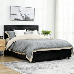 Fynco - King Size Ottoman Bed Frame, with Front Drawer - Black