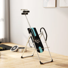 Foldable Gravity Inversion Table Back Therapy Home Fitness Bench Black