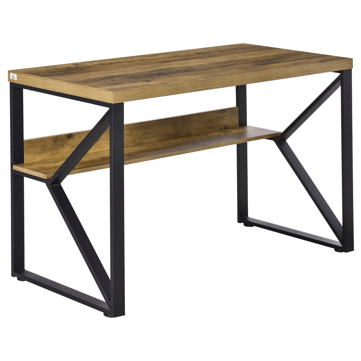 Fynco - Computer Desk Writing Desk Home Office PC Laptop Workstation with Storage Shelf 120 x 60 x 76cm Black Brown Wood Effect