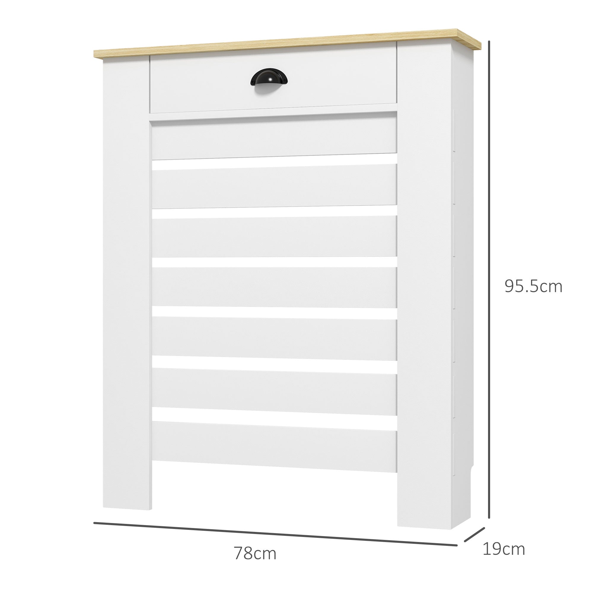Fynco - 95.5H x 78Wcm Radiator Cover, with Drawer - White