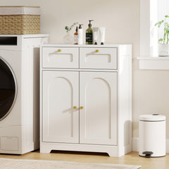 Fynco - Bathroom Floor Cabinet with 2 Drawers - White