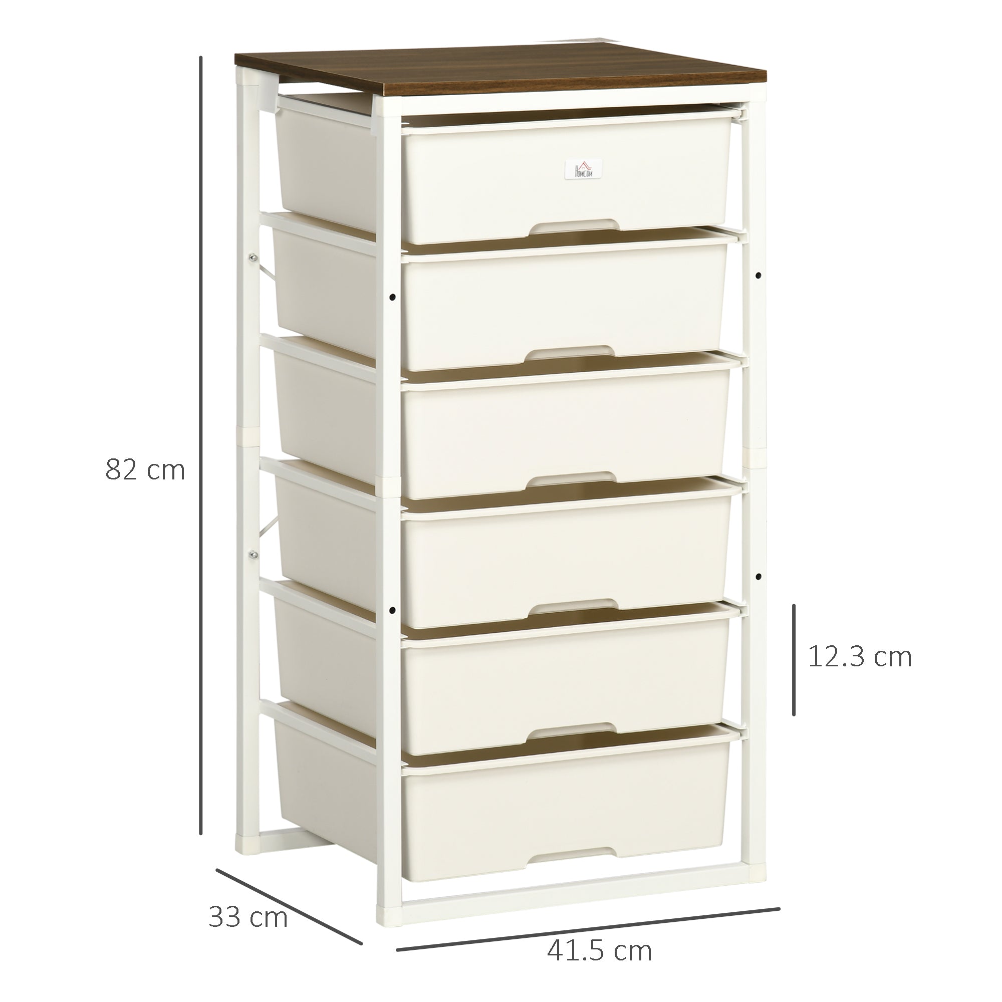 Bedroom Chest of Drawers, 6-Drawer Dresser, Tall Storage Drawer Unit with Steel Frame for Living Room, White