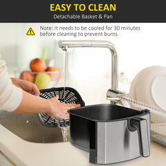 6.5L Single Basket Air Fryer, 80-200°C Temperature, Black and Grey