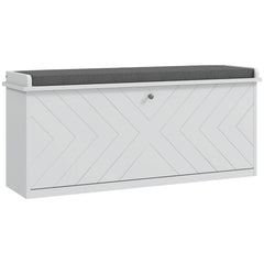 10-Shoe Storage Bench, with Padded Top Seat - White/Grey