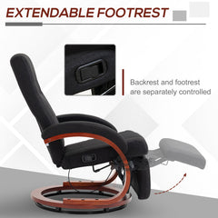 Fynco - 135° Manual Reclining Swivel Chair, with Footrest - Black