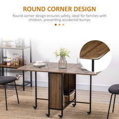 Six-Person Drop Leaf Dining Table - Brown/Black