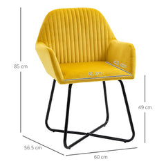 Velvet-Feel Plisse Back Accent Chair - Yellow