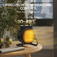 Fynco - 2000W Portable Ceramic Electric Heater with Fan - Black