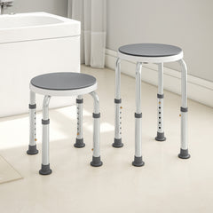 Fynco - 360° Swivel Shower Chair, Height Adjustable Aluminium Shower Stool with Non-Slip Feet for Disabled, Elderly, Grey