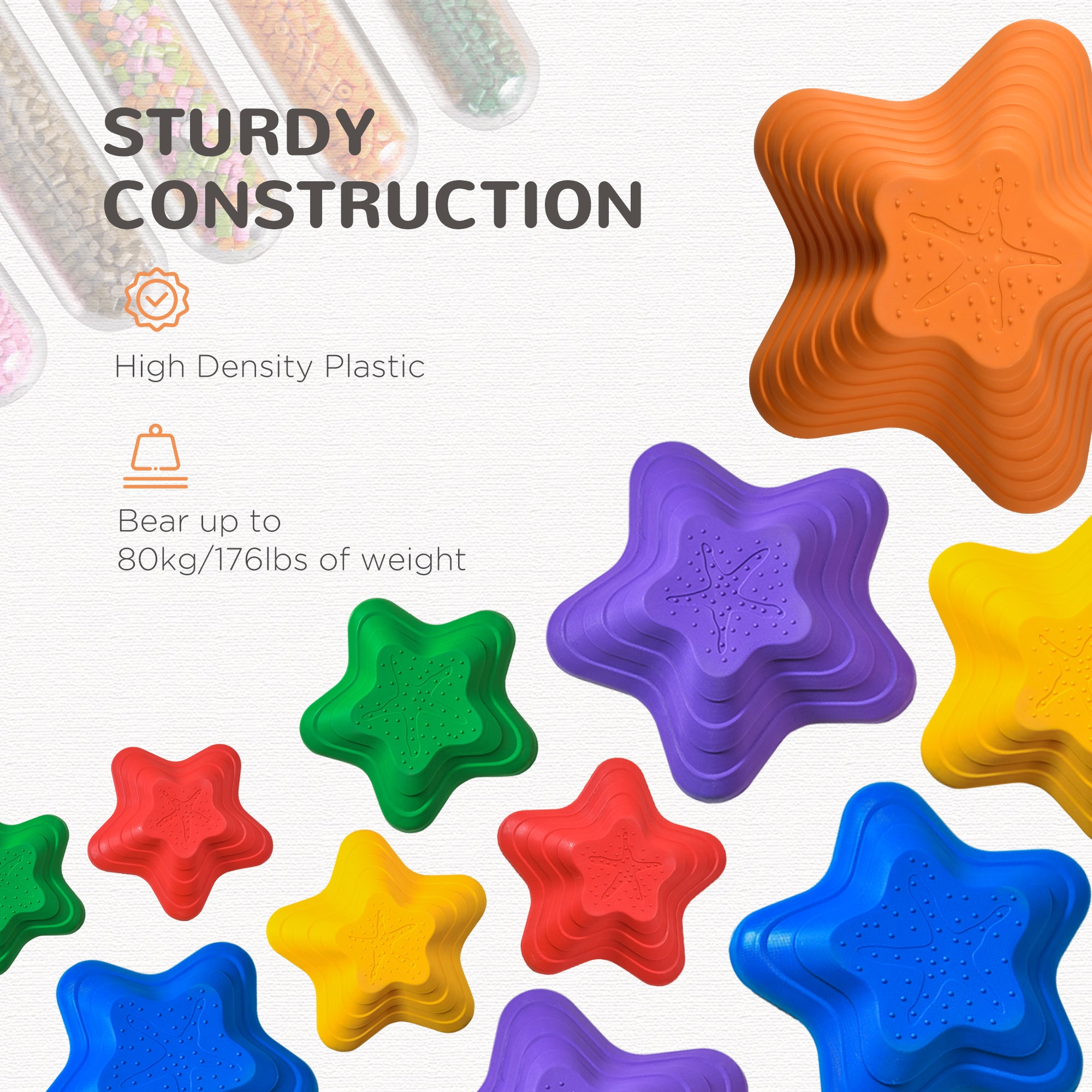 11-Piece Balance Stepping Stones for Kids Starfish Style Non-slip Obstacle Course Stackable Balance Blocks Garden Toys Encourage Toddler Balance Indoor Outdoor - Multicoloured