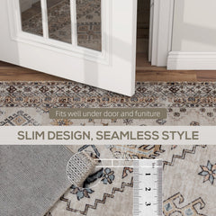 Fynco - Vintage Area Rug, Non-Slip Washable Rug, Flannel Floor Carpet for Living Room, Bedroom, Dining Room, Home Office, 290 x 200 cm, Beige