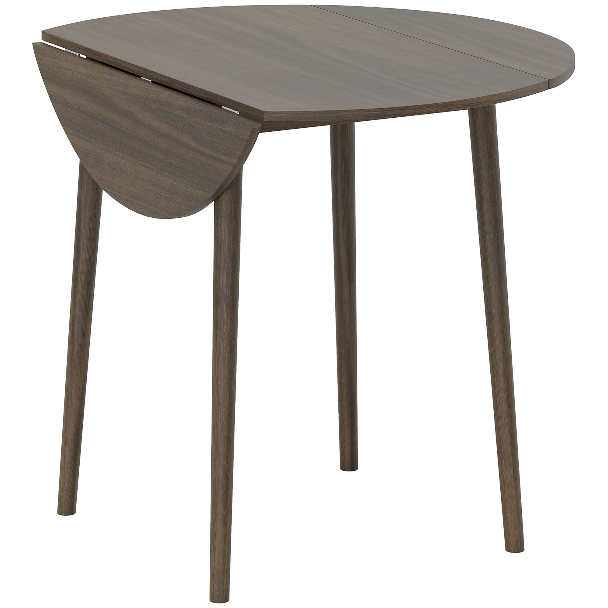 Folding Dining Table for 4, Round Drop Leaf Table, Modern Space Saving Small Kitchen Table with Wood Legs for Dining Room, Grey