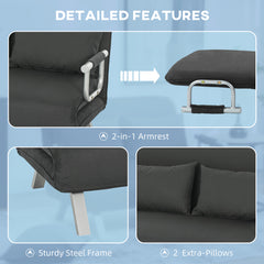 Two-Seater Click-Clack Sofa Bed - Charcoal Grey