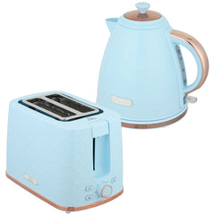 1.7L 3000W Fast Boil Kettle & 2 Slice Toaster Set, Kettle and Toaster Set with Auto Shut Off, Browning Controls, Light Blue