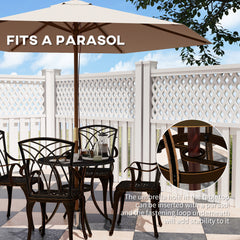 5 Pieces Garden Dining Set for 4, Cast Aluminium Outdoor Dining Set with 4 Armchairs and Round Dining Table with Parasol Hole, Garden Furniture Set, Bronze Tone